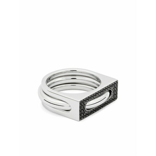 トム木材 メンズ 輪っか 添え物 Black-spinel rings (set of two) Silver