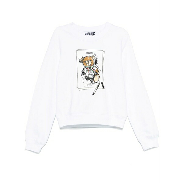 モスキーノ レディース ニット&セーター アウター Teddy bear-print sweatshirt White|asty