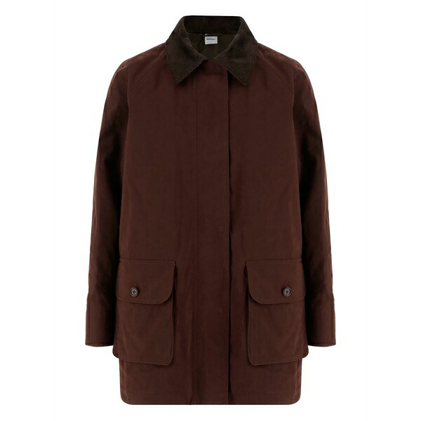 アスペジ レディース 厚地の外套 アウター Contrast-collar patch-pocket coat Brown