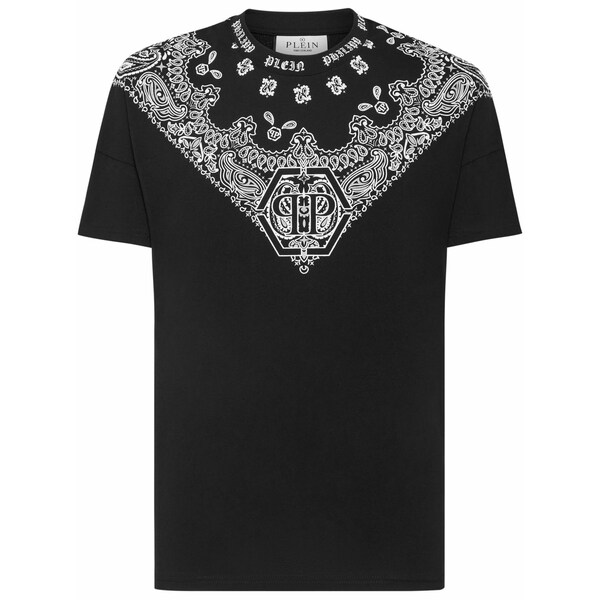 フィリップ飾り気の無い メンズ プルオーバー トップス Paisley bandana t-shirt  Black