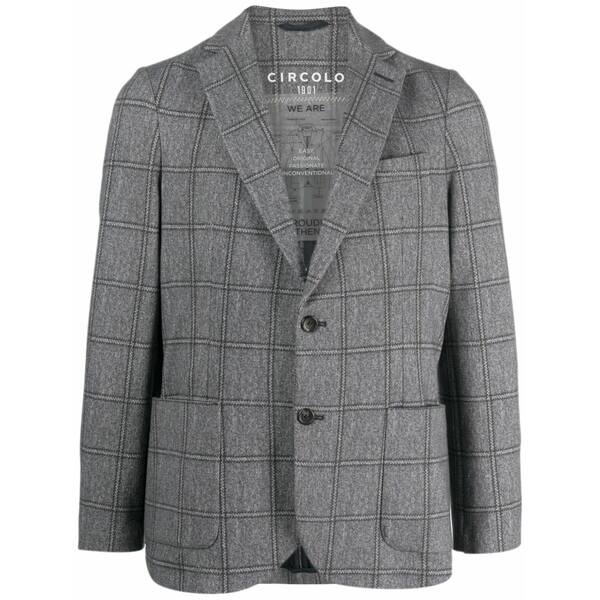 チルコロ1901 メンズ ジャケット&ブルゾン アウター Plaid-check single-breasted blazer Blue|asty