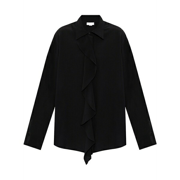 ヴィクトリア ベッカム レディース シャツ トップス Ruffled silk blouse Black|asty