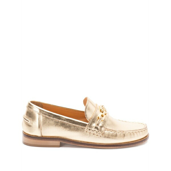 ツイン仕掛ける レディース スリッポン・ローファー シューズ Metallic-leather loafers Gold