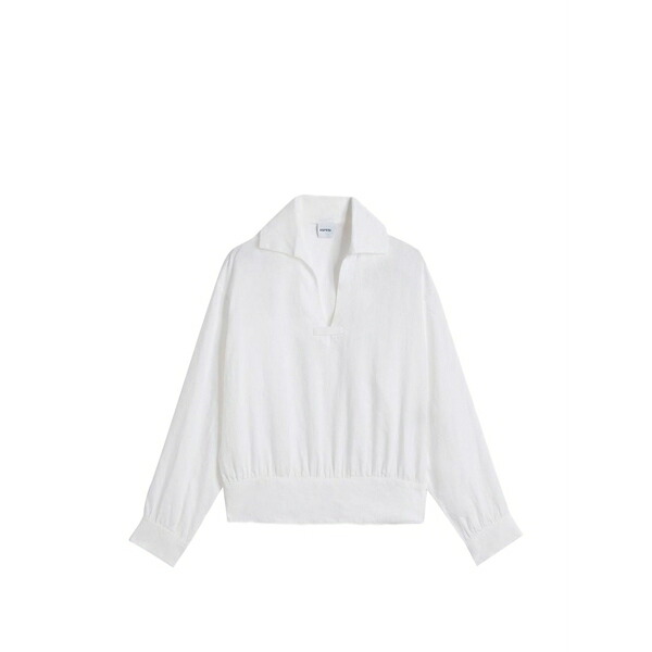 アスペジ レディース スポーツシャツ トップス V-neck polo shirt White