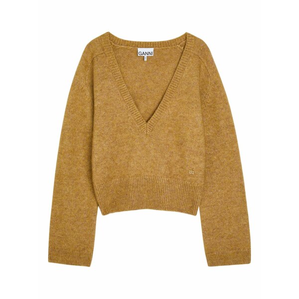 ガニー レディース 編み物\u0026プルオーバー アウター Brushed v-neck sweater Brown セーター-ニット・セーター-トップス