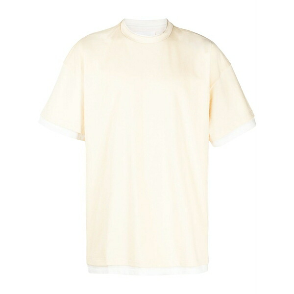 ジル・サンダー メンズ Tシャツ トップス Logo-print two-tone t-shirt Yellow|asty