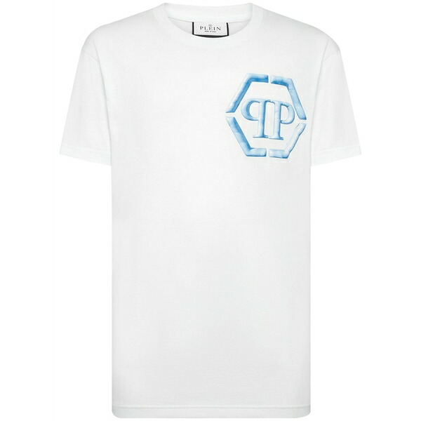 フィリップ飾り気の無い メンズ ティーシャツ トップス Ss hexagon-print cotton t-shirt White Tシャツ・カットソー-メンズファッション-トップス