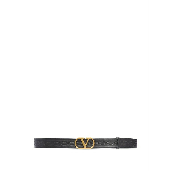 ヴァレンティノ ガラヴァーニ メンズ 三尺帯 付属物 Embossed leather belt Black
