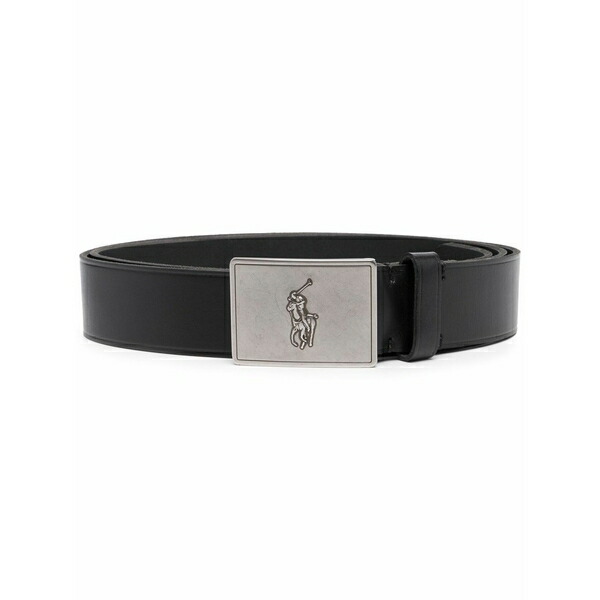 ラルフローレン メンズ 胴締め 付属品 Pony logo buckle belt Black
