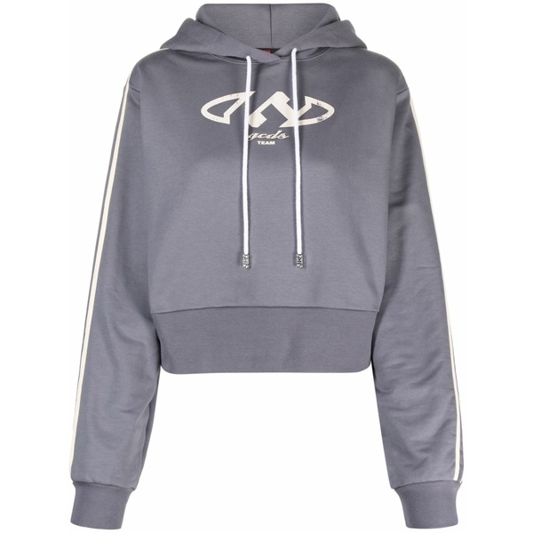 ジーシーディーエス レディース パーカー・スウェットシャツ アウター Logo-print drawstring hoodie Grey