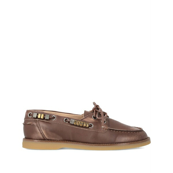 ピンコ レディース スリッポン・ローファー シューズ Logo-lettering lace-up loafers Brown｜asty