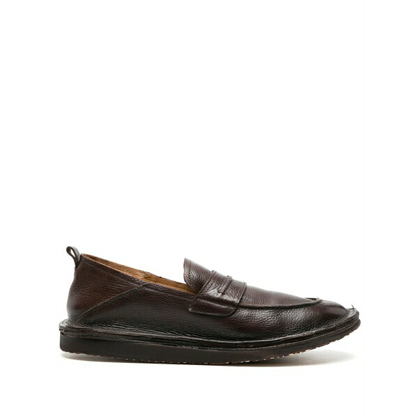 モマ メンズ スリッポン・ローファー シューズ Grained-leather penny loafers Brown|asty