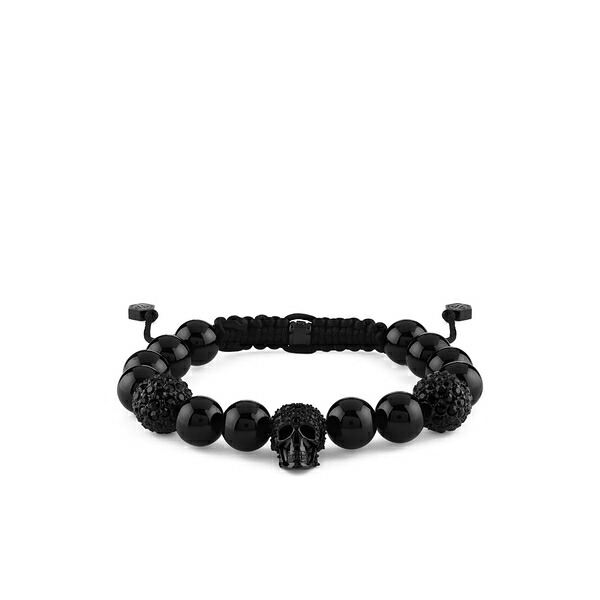 フィリッププレイン メンズ ブレスレット・バングル・アンクレット アクセサリー Agate-beads bracelet Black｜asty