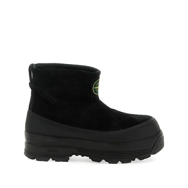 ストーンアイランド メンズ ブーツ シューズ Suede rubber-band boots Black