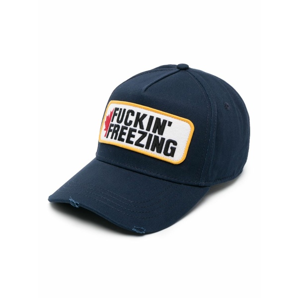 ディースクエアード メンズ かぶり笠 付属品 Logo-patch cotton baseball cap Blue