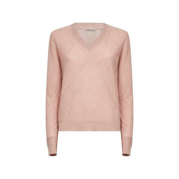 ブランカ ヴィータ レディース 編み物\u0026スウェーター アウター Ribbed diamond-stitch knit sweater Pink