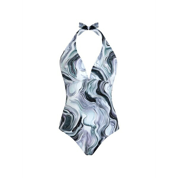 ヴィルブレクイン レディース ワンピース トップス Halterneck marble swimsuit Blue｜asty