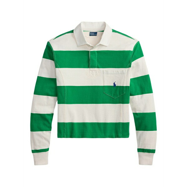 ラルフローレン レディース スポーツシャツ トップス Striped patch pocket rugby shirt Green