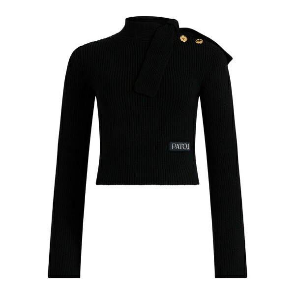 ジャンパトゥ レディース 編み物\u0026スウェーター アウター Scarf-collar sweater  Black