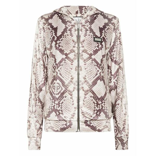 フィリップ飾り気のない レディース パーカー・スウェットシャツ アウター Python-print zip-up hoodie Neutrals