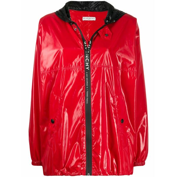 ジバンシー レディース 上衣＆上衣 アウター Hooded zipped rain jacket Red