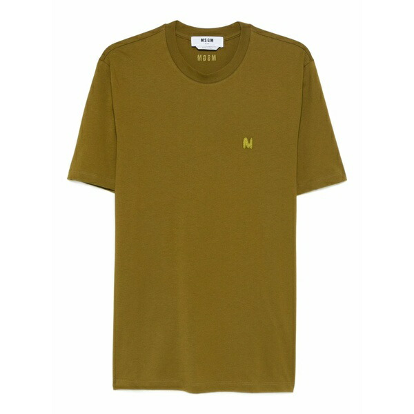 エムエスジイエム メンズ プルオーバー トップス Embroidered-logo t-shirt Green