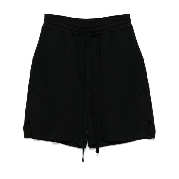 トム・Cr メンズ 心地好いズボン下 ボトムス Waffle-effect track shorts Black