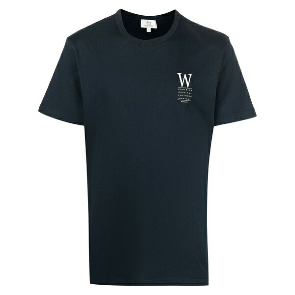 ウール リッチ メンズ Tシャツ トップス Logo-print cotton t-shirt Blue|asty