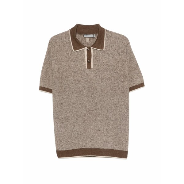 カナーリ メンズ スポーツシャツ トップス Textured polo shirt Brown
