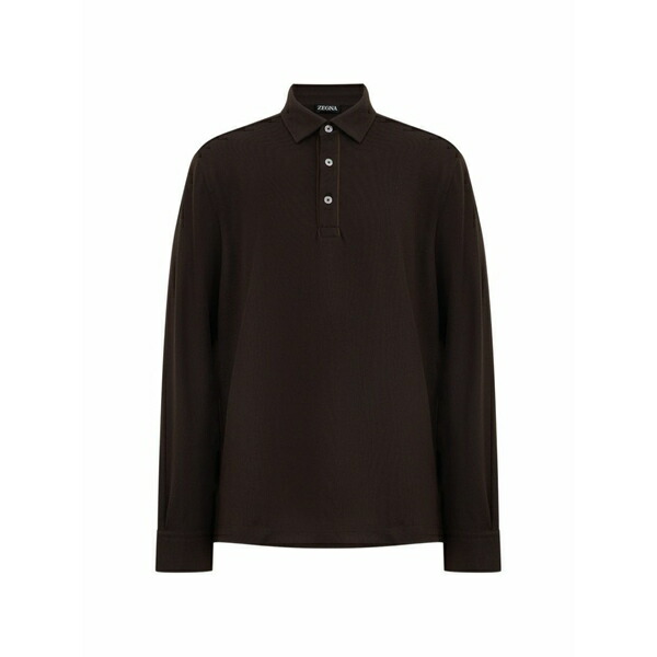 ゼニア メンズ スポーツシャツ トップス Long-sleeved polo shirt Brown