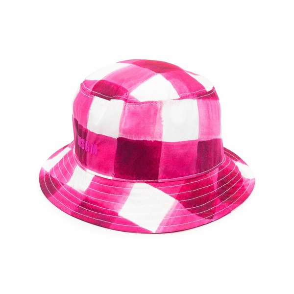 エムエスジイエム レディース かぶり笠 付属品 Gingham-check bucket hat Pink