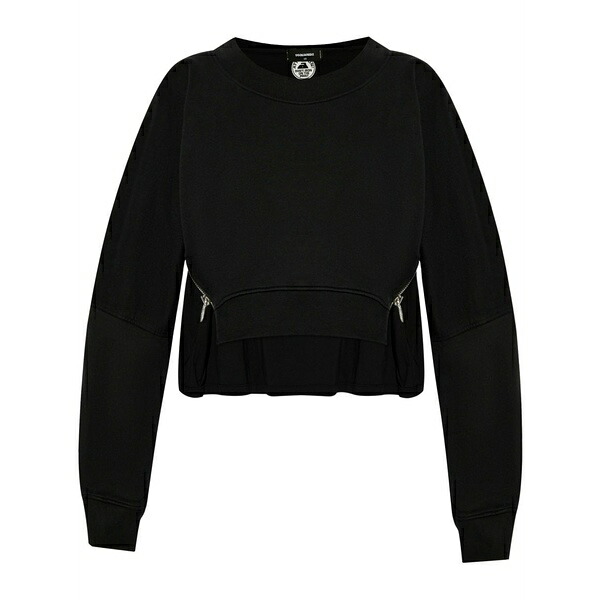 ディースクエアード レディース 編み物\u0026スウェーター アウター Zip-detail cotton sweatshirt  Black