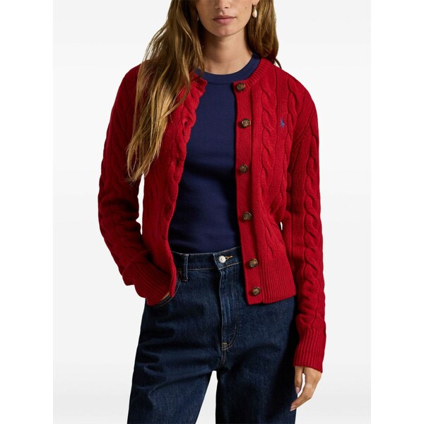 ラルフローレン レディース ジレー アウター Cable-knit cardigan Red