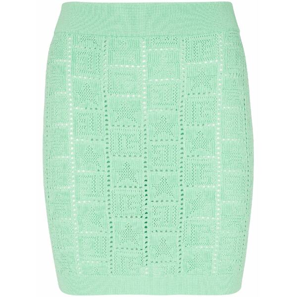 バルマン レディース スコート ボトムス Pointelle-knit monogram miniskirt Green