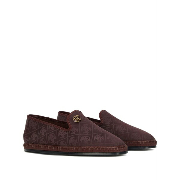 ロベルトカヴァリ レディース スリッポン・ローファー シューズ Monogram-embellished loafers Brown
