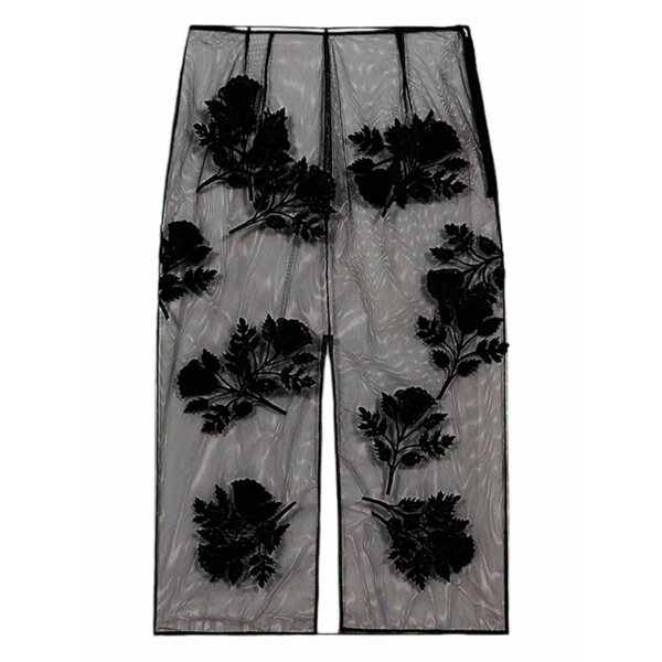 ブルマリン レディース スコート ボトムス Flower-embroidered MIDI skirt Black