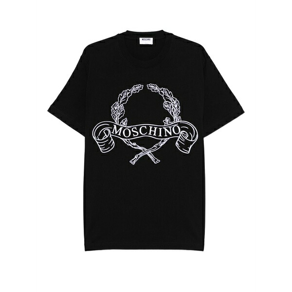モスキーノ メンズ プルオーバー トップス Logo-embroidered t-shirt Black