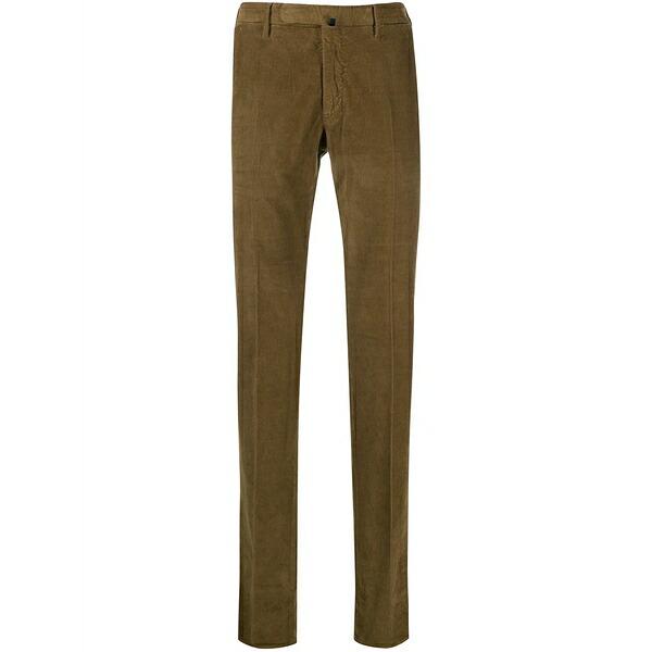インコテックス メンズ 心地好いズボン下 ボトムス Textured straight-leg trousers Green