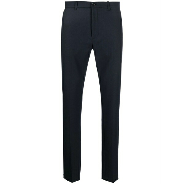 アスペジ メンズ 心地好いズボン下 ボトムス Slim-cut tailored trousers Blue