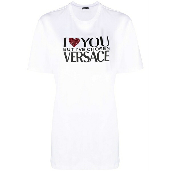 ヴェルサーチ レディース プルオーバー トップス Slogan-print t-shirt White