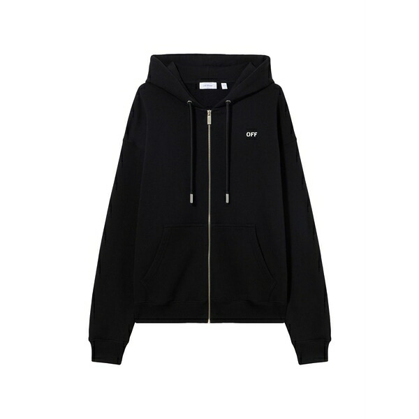 象牙色 メンズ パーカー・スウェットシャツ アウター Printed zip-up hoodie Black