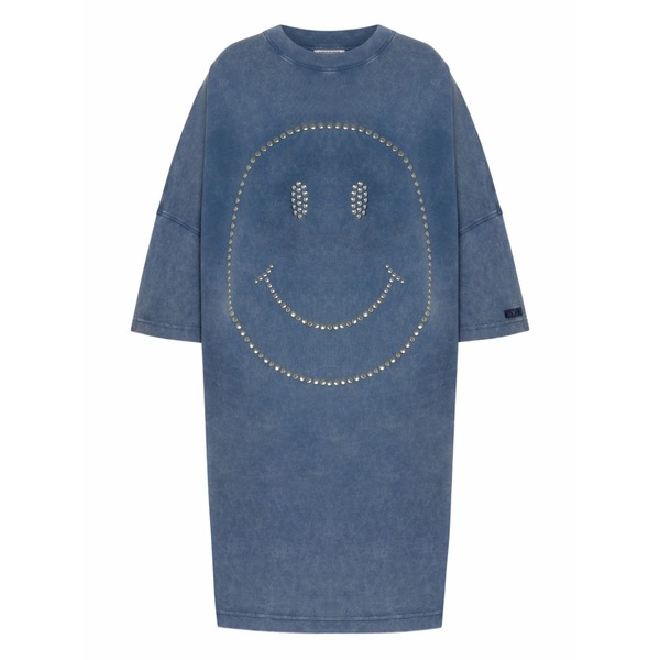 モスキーノ レディース ワンピース トップス X smiley?? cotton mini dress Blue｜asty