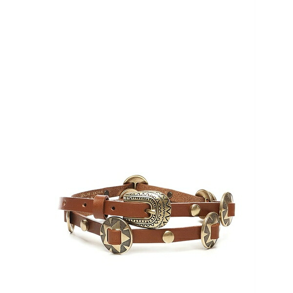ピンコ レディース 三尺帯 付属物 Metallic-buckle studded leather belt Brown