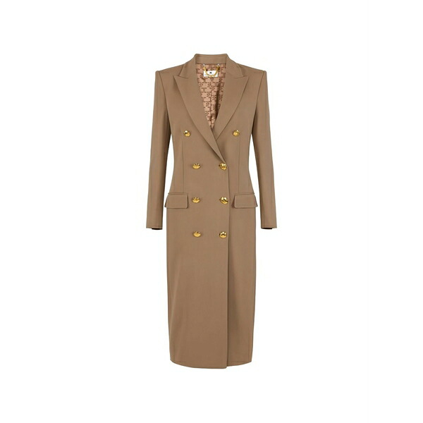 エリザベスフランキ レディース 厚地の外套 アウター Double-breasted buttoned coat Brown