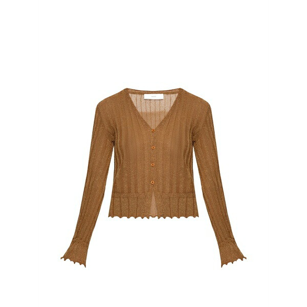 エーケプ レディース ジレー アウター Scallop-edge v-neck cardigan Brown