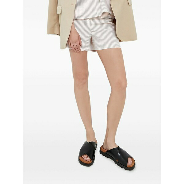 ベネトン  レディース カジュアルパンツ ボトムス Striped button shorts White