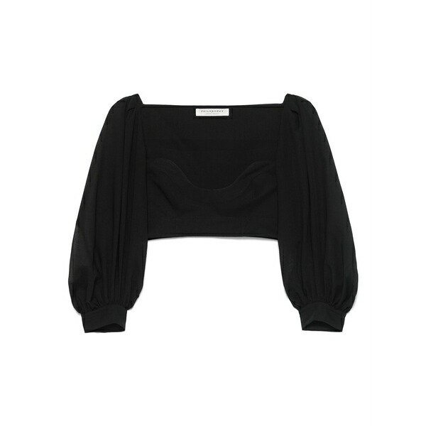 フィロソフィーデロレンゾセラフィーニ レディース カットソー トップス Voile crop top Black｜asty