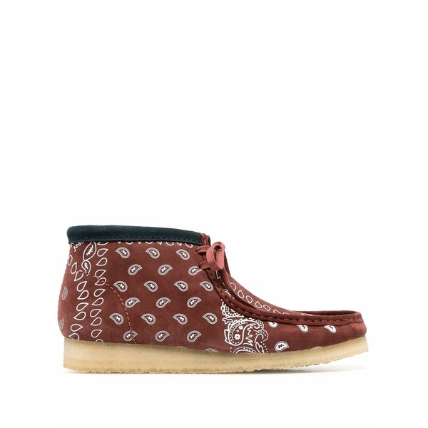 クラークス メンズ ブーツ シューズ Paisley-print lace-up boots Brown|asty