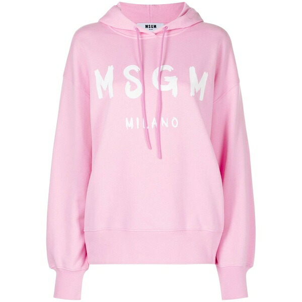 エムエスジイエム レディース パーカー・スウェットシャツ アウター Logo-print cotton hoodie Pink