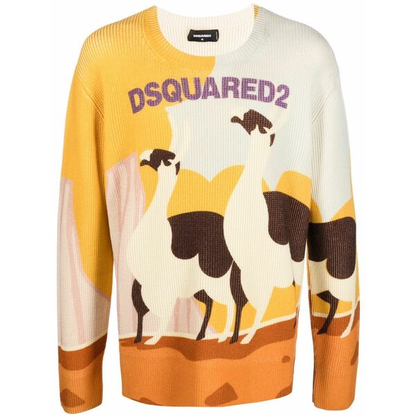ディースクエアード メンズ 編み物\u0026ティーシャツ アウター Llama country knitted jumper Yellow